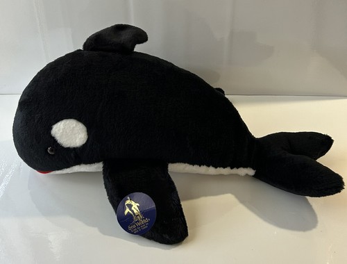 Vintage 1988 SeaWorld SHAMU Orca Killer Whale And Baby Plush Toy Rare With Tags - Picture 4 of 7