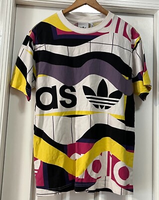 Adidas Originals Mens Medium T-Shirt Spellout Colorful Short