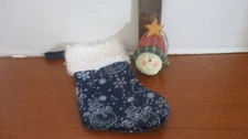 Lot of 2 Christmas Ornaments~SNOWMAN HEAD and SNOMAN BLUE MINI STOCKING