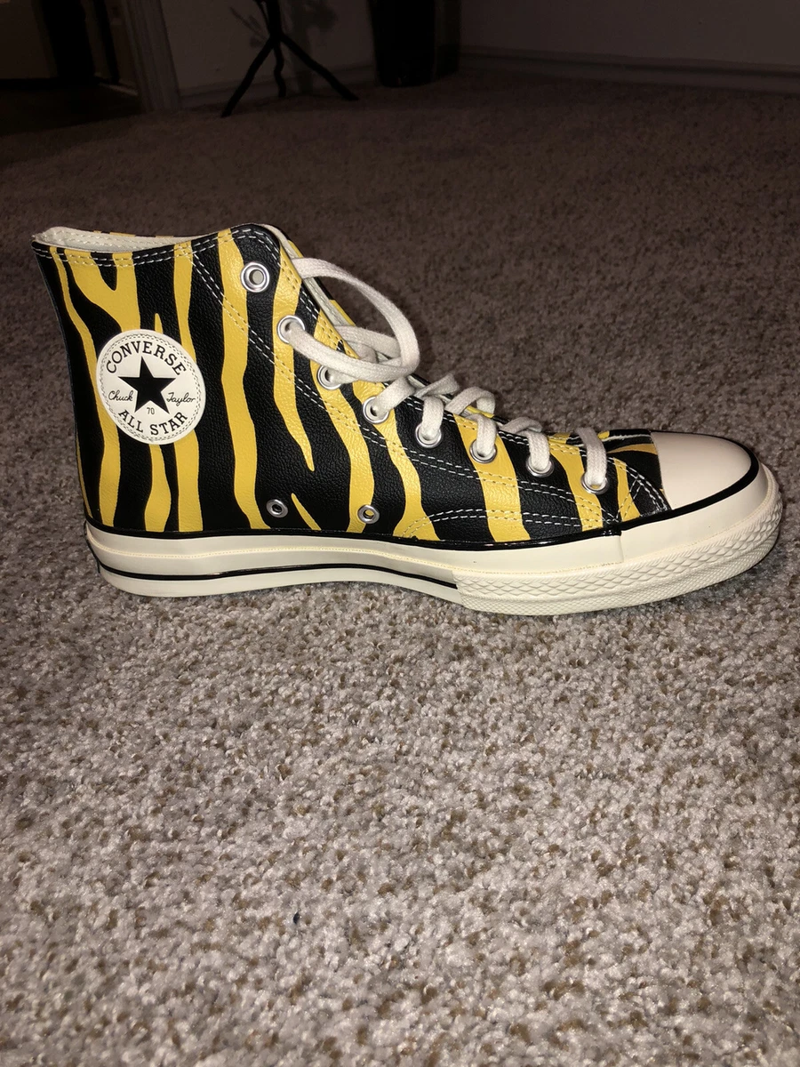 Black and yellow leather converse Clearance