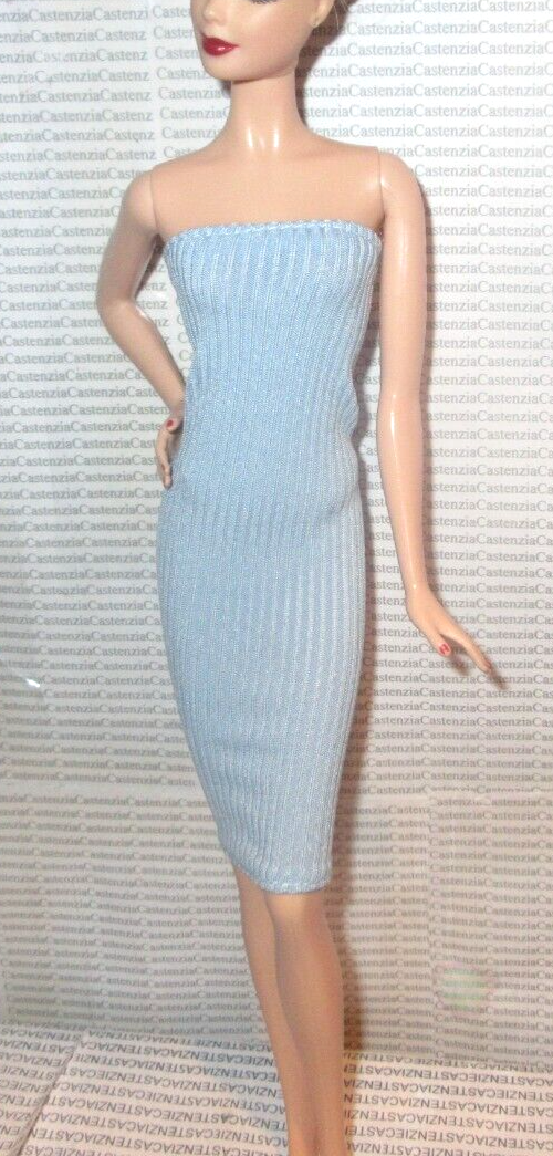 Blue Tube Top Gown for 11.5-11.75 Made to Move & Model Muse Fashion Dolls-image