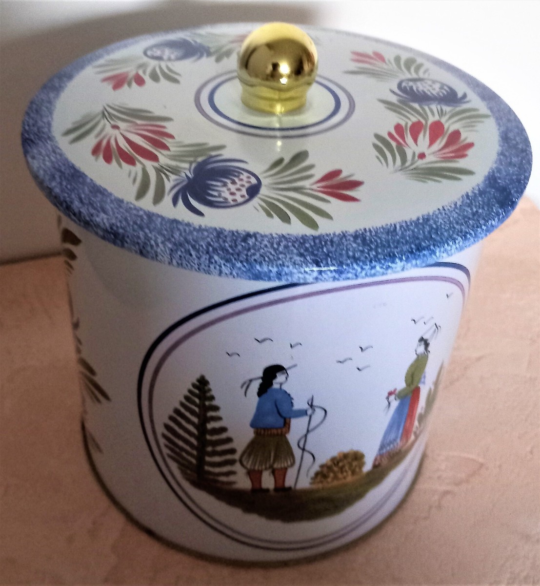 Boîte à Biscuits Métal Oiseau – Henriot Quimper – Blanc