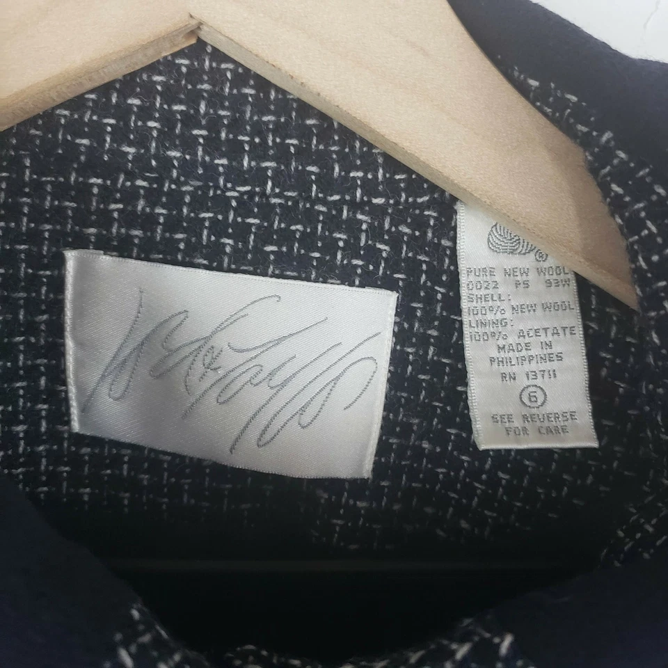 Chaqueta para mujer Lord & Taylor vintage de tweed con botones azul marino talla 6 Foto 4 de 4