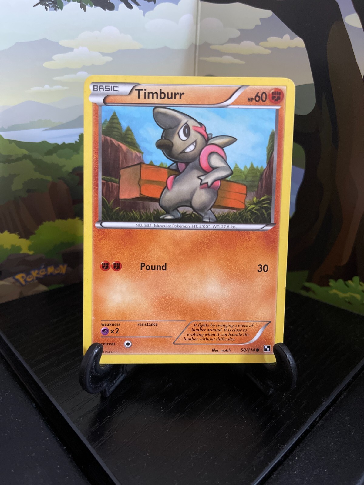 Timburr 58/114 - Black & White - Common - Pokemon Card TCG - LP