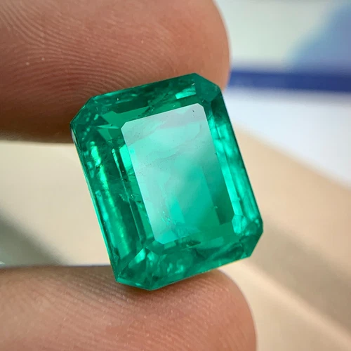 14.08 ct LAB GROWN EMERALD COLUMBIAN GREEN BIRON OCTAGON GEMSTONE GIFT