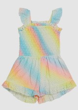  72 Flowers by Zoe Kids Girls Blue Sleeveless Smocked Eyelet Romper Size XL