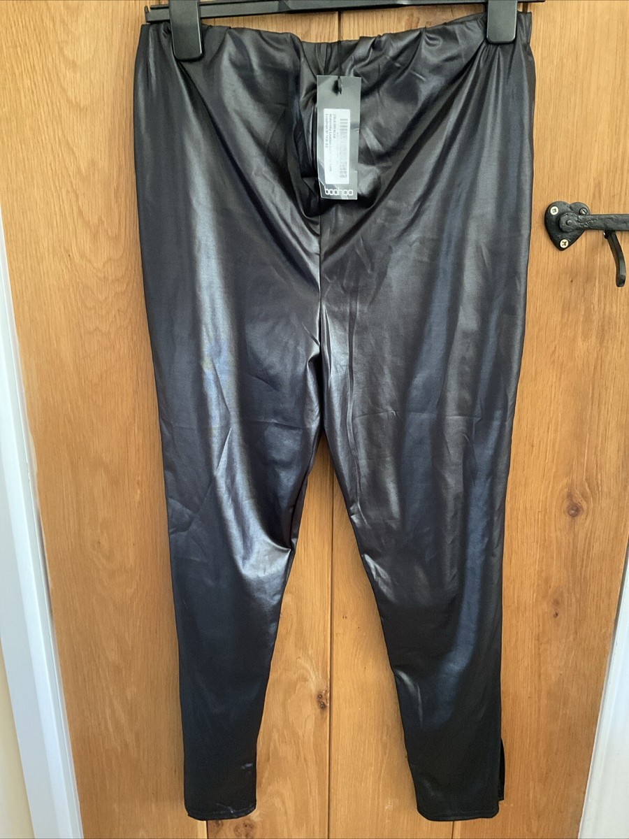 BNWT BOOHOO Size 12 Black Faux Leather Maternity Leggings With