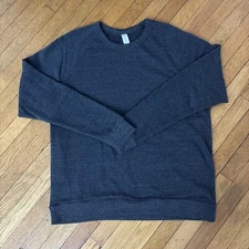 Alternative Apparel Men's Crewneck Sweatshirt Charcoal Fleece Lined  Size L