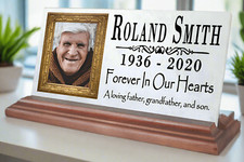 Forever In Our Hearts Memorial Plaque With Photo - Personalized Marble 8x4in