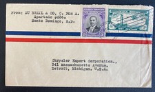 1936 Santo Domingo Dominican Republic Airmail Cover To Detroit MI Usa