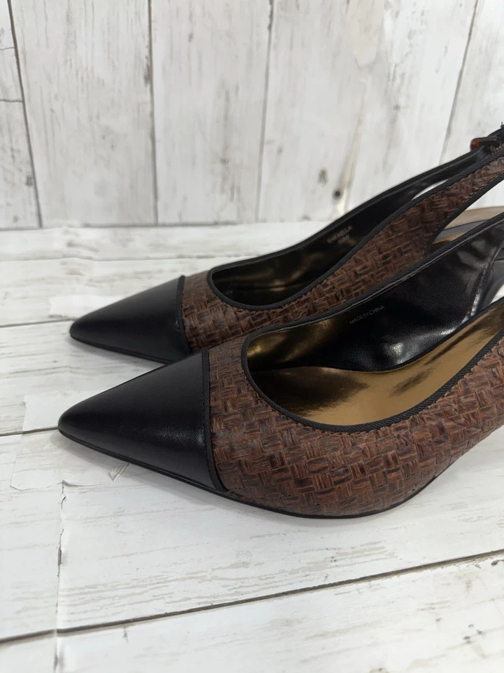 Zapatos de salón TAHARI para mujer Rafaella Kitten tacón bajo con tiras - café/negro talla 8,5 Foto 4 de 4