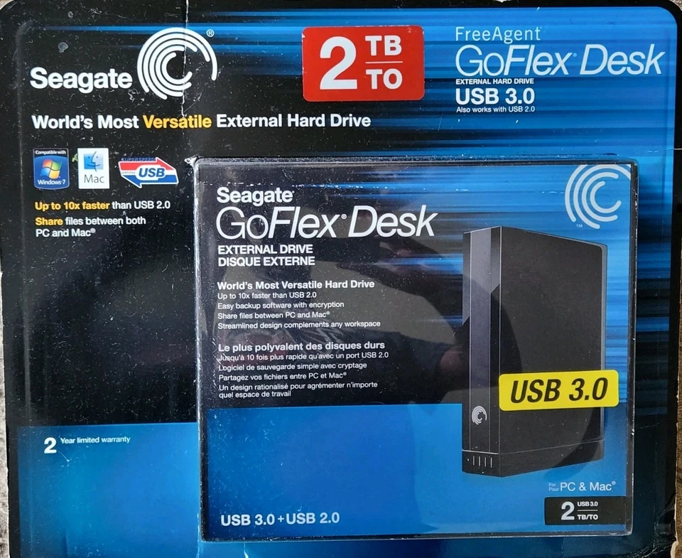 Seagate FreeAgent GoFlex Desk 2TB 7200RPM USB 3 External Hard Drive STAC1000103 - Image 4 of 4