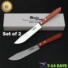 Set of 2 Thai Butcher Knife Kitchen Utility Knives No.539 Stainless Steel Sausag