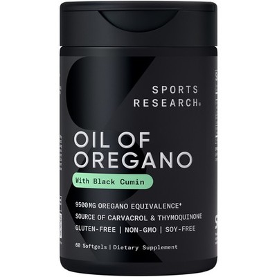 Oil of Oregano 9500mg w/Black Cumin Seed & Ginger Oil 3-1 Antioxidant 60 Count
