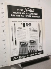 trade magazine ad 1958 SCRIPTO ball point fountain pen store display Satellite