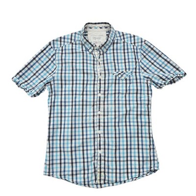 Esprit men's blue white check slim short sleeve button down size 30
