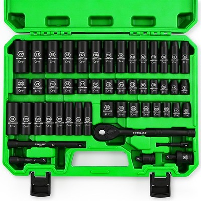 SWANLAKE 3/8'' Drive Impact Socket Set, 50-Piece Standard SAE (5/16 to 3/4 in...