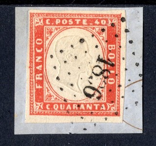 IV EMISSIONE C.40 ROSSO SASS 16C USATO CON L'ANNULLO DI MARSEILLE A PUNTI PICC