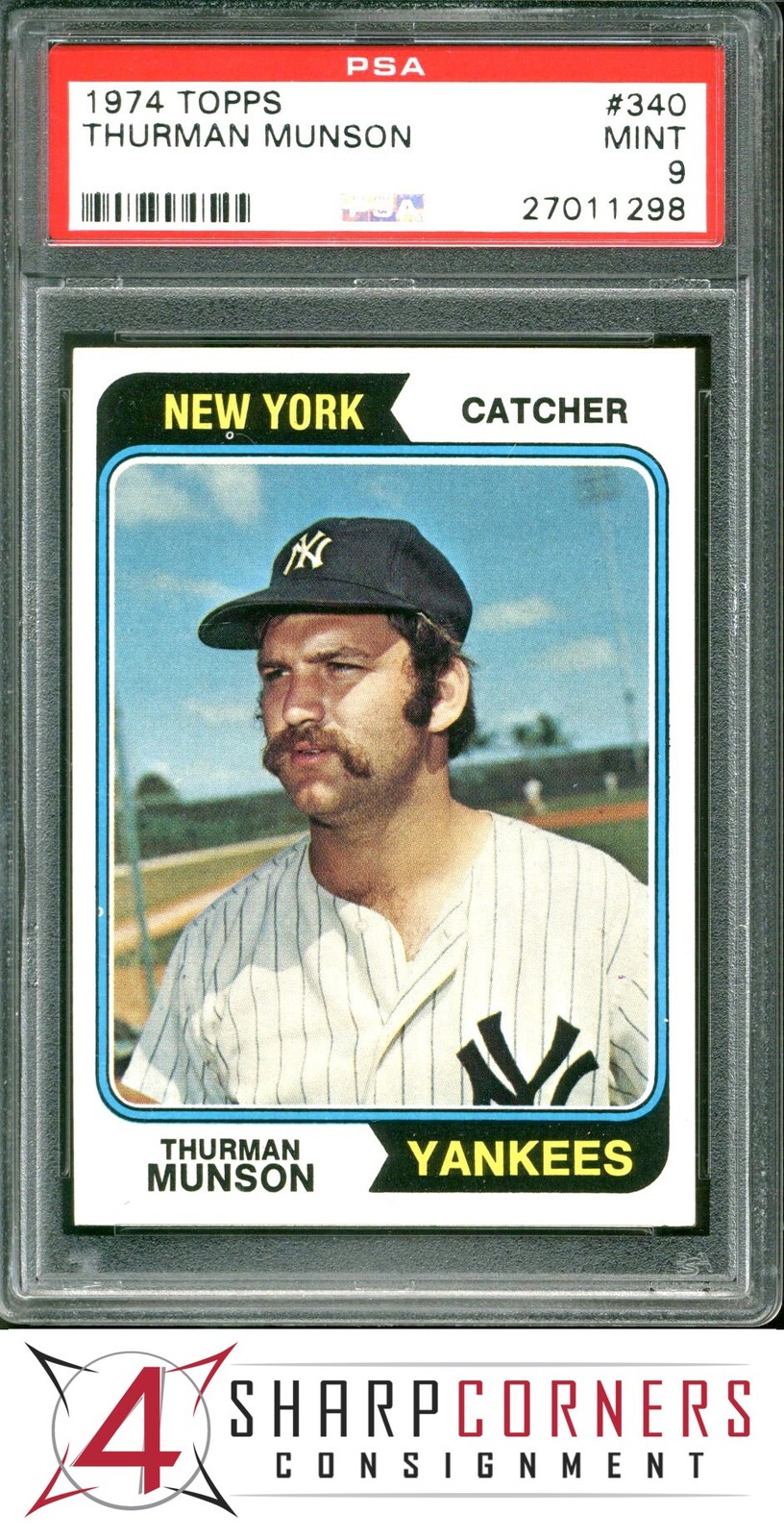 1974 TOPPS #340 THURMAN MUNSON YANKEES PSA 9