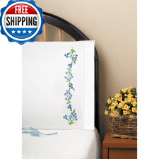 Design Works Crafts T230040 Blue Daisies, 20" x 30" Stamped Pillowcases for Embr