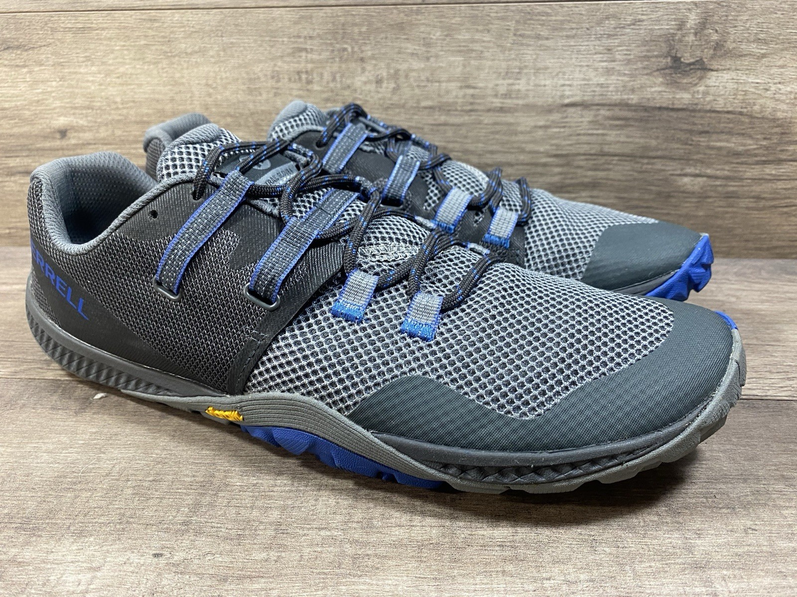 Merrell Trail Glove 6 Vibram scarpe da corsa a piedi nudi grigio blu uomo taglia 11 5