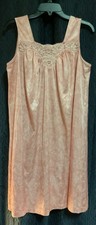 Vtg Vanity Fair Floral Satin Nightgown Lace At Chest 36  Long USA Made Size S