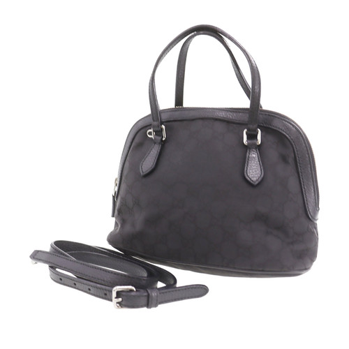 GUCCI Used Handbag Original GG Canvas 2way Shoulder Bag Black Vintage #AG446 S