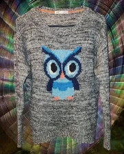 Cute! Owl Sweater Made By Jolt Sz L Soft Comfortable Fun Very Nice Condition!