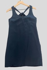 J. Crew Navy Blue 100% Silk Sleeveless Twisted Back Shift Sheath Dress Size 0