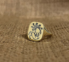 Scythian Deer Engraved Signet Ring 925 Sterling Silver Handcrafted Ring