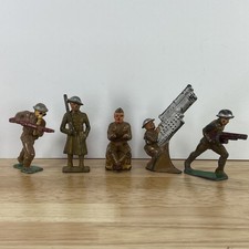 Barclay Manoil Lot Of 5 Lead Toy Soldiers Vintage 1930s Gas Mask Infantry