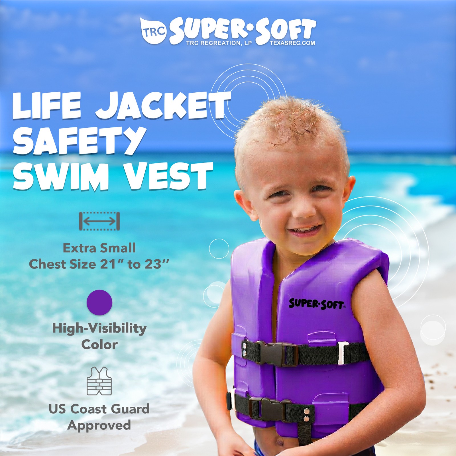 TRC Recreation Super Soft Child Life Jacket Swim Safety Vest, X Small (Open Box) - second product detail image