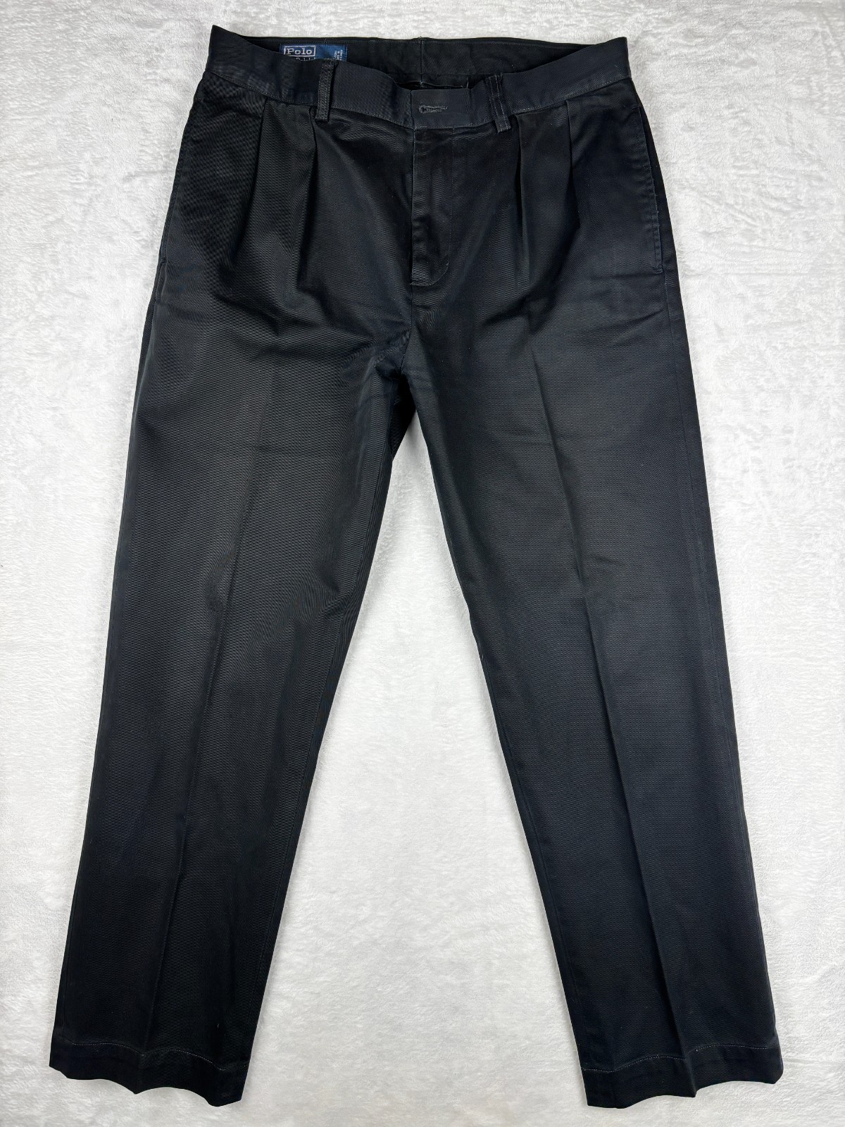 Vintage Polo Ralph Lauren Ethan Pants Mens 32x30 Black Chino Pleated Pony *READ*