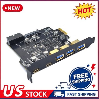 USB3.2 GEN1 PCI-E Expansion Card 5 Ports 2*Type-C 3*USB-A 19 Pin Connector 5Gb31