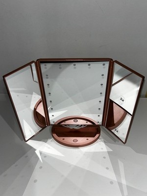 Deweisn DresserMount Tri-Fold Lighted Vanity Mirror w/21 LED Lights Touch Screen