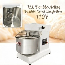 15L Double-Acting Variable-Speed Dough Mixer Flour Spiral Mixing Machine 110V