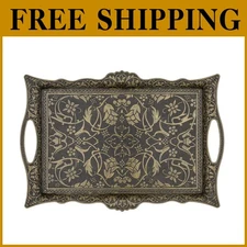 Exquisite Ottoman Zamak Tray - 14.5 x 9.85 in, Antique Green