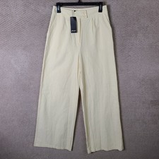 Nasty Gal Pants Womens 6 Yellow Wide Leg Pleated Trousers High Waist Cotton NEW