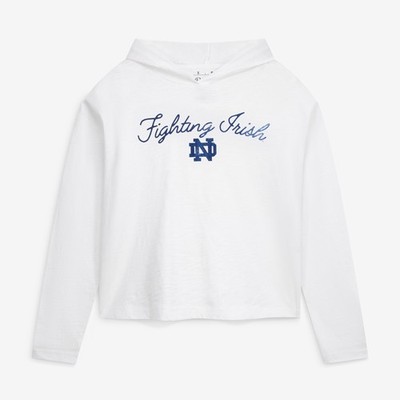 Women's Pressbox  White Notre Dame Fighting Irish Faye Long Sleeve Hooded Slub