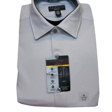Alfani Men's Slim-Fit Dash-Print Dress Shirt white gray 15-15.5 32-33 65