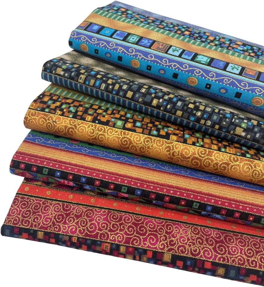 Paquetes de 5 cuartos de grasa de tela de algodón estilo étnico precortados 40X50 Cm, bronceado P Foto 4 de 4