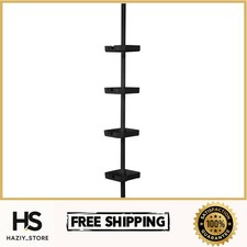 4 Tier Tension Corner Shower Organizer Caddy in Matte Black