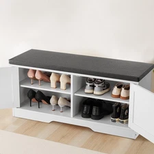 Uimoso Shoe Storage Bench 39.4x14x18.1 Inch with Cushion and Adjustable Shelves