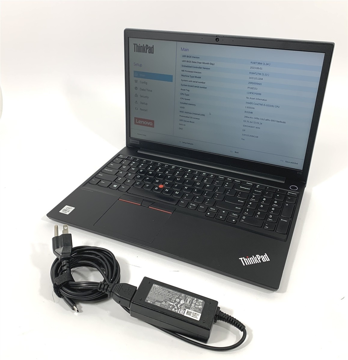 Lenovo ThinkPad E15 Gen 1 Laptop i5-10210U 256GB SSD 8GB RAM - WIN