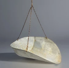 Vintage Galvanized Hanging Feed Scoop Planter Farmhouse Decor w/ Chain