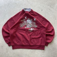 Vintage 90s Cute Kitten Crewneck Sweatshirt Cottagecore Bird Cat Size L Vtg