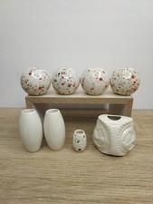 Vtg Lot 70s Ceramic Macrame Beads Red Green White Splatter Glazed