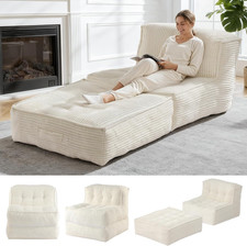 Folding Sofa Bed, 5-In-1 Convertible Sleeper Boneless Couch Corduroy Futon Sofa