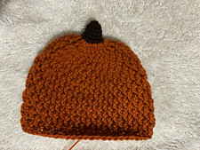 Handmade Crochet Pumpkin Hat Orange w/ Brown Stem for Baby and Toddler
