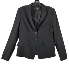 Ann Taylor Black Virgin Wool Blend Two Button Blazer Jacket Size 8 251010 70084